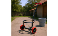 Hand-Push Bucket Cart Angled Handle Rolling Utility Cart Heavy Duty Metal Trolley for Household Flooring