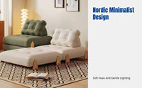 Single Sectional Sofa Bed, Sturdy Wood, Foldable, Cream Minimalist, Small Apartment, Living Room