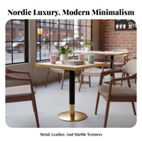 Nordic design circular table with 2 Upholstered Chairs Light Luxury Indoor Furnishing Modern Design Bistro Set Comfortable Seating for Business Owners, Homeowners, Individuals, Reception Area, spa establishment, Small Spaces, Dining Room