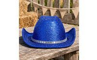 Glittering Blue Cowboy Hat Glittery Headwear Decorative Band Accessory
