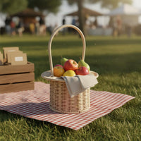 Woven Flower Basket Handwoven Handmade Imitation Rattan Basket Versatile Home Decor for Picnic, Fruit Display