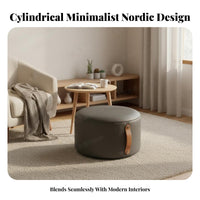 Multifunctional Design Round Vanity Stool Minimalist Design Footstool Comfortable Seating Ottoman Padded Seat for Homeowners, Apartment Dwellers, Students, Living Room, Bedroom, Entryway, Walk-in Closet