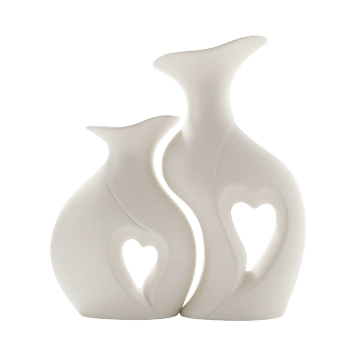 2 Pieces Vase with Hollow Heart Design Sculptural Vases with Heart Cutout Minimalist Ceramic Vases Modern Matte