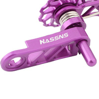 Aluminum Alloy Single Speed Chain Tensioner CNC Machined Twin Pulley Chain Tensioner Automatic Tensioning Drivetrain Part Lightweight Hollow Design for Cyclists