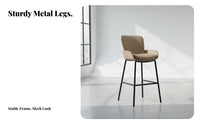Light Luxury Curved spine Bar Stool Modern Design Counter Chair Minimalist aesthetic Seating Furniture With Footrest for Cafe Owners, Homeowners, pairs, Kitchen Island, Restaurant, Dining Room
