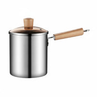 Small Household Deep Fryer Pot Wooden Handle Deep Frying Pot Easy to Clean Cookware for Home Kitchen