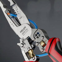 Insulated Handles Wire Stripper with Voltage Tester Slim Pointed Jaw Wire Stripper Pliers Crimping Electrician Pliers Forged for Electricians