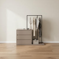 Dresser with Clothes Rack Multi-functional Chest of Drawers Garment Rail Clothing Organizer Engineered Wood Suitable for Adults Bedroom Dorm Entryway