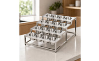 Condiment Rack with Inserts Freestanding 4-Tier Seasoning Holder Rust-Resistant Stainless Steel Seasoning Rack for Caterers, Hot Pot Restaurant