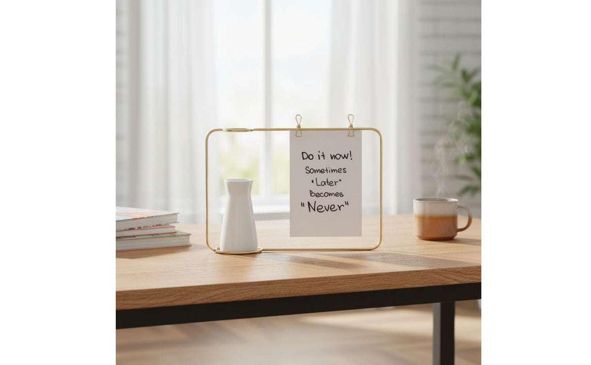 Nordic Aesthetic Metal Frame Vase Set Minimalist Design Hydroponic Vase Photo Frame Multi-Functional House Decoration for Office, Bookshelf