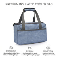 Lunch Box and Cool Bag for Women, Large Insulated Picnic Bag with Aluminum Foil Lining, Waterproof Work Bag with Lunch Compartment, Handheld