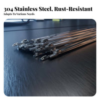 100 Pieces Stainless Steel Cord Tie Rust Resistant Stainless Steel Cord Ties Automatic-Locking Metal Ties Rust Resistant Metal