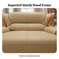 Wood Frame Leather Sofa New Chinese design Living Room Furniture Top-Grain Cowhide Couch for Luxury Shoppers, Homeowners, Villa, Large Apartment, Study