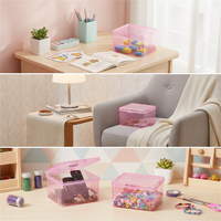 Clear Card Storage Box with Lid, Small Card & Coin Organizer, Multi-functional Desktop Sundries Storage Container