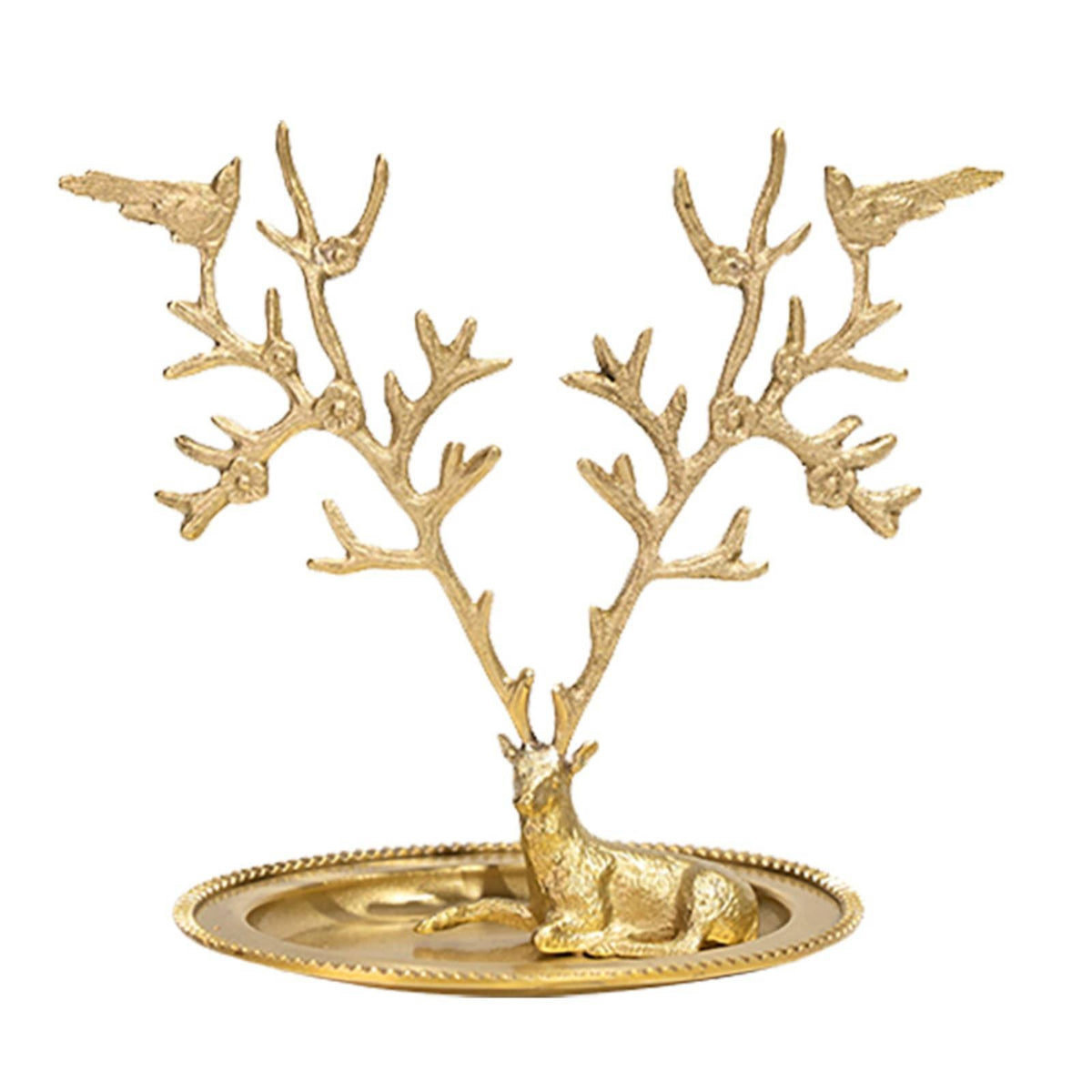 Deer Branching Jewelry Stand Gold Tone Branching Jewelry Tray Decorative Decor Piece