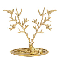 Deer Branching Jewelry Stand Gold Tone Branching Jewelry Tray Decorative Decor Piece