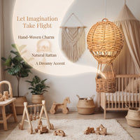 Handwoven Rattan Hot Air Balloon Decoration | Geometric Pattern, for Party and New Year Setup