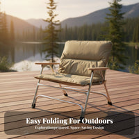 Foldable Design Padded Collapsible Armchair Sturdy Frame Collapsible Camp Chair Heavy-Duty Folding Seat Wear-Resistant for Campers, Families, Camping, Picnic, Picnics, Bonfires