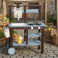 Outside-Play Kitchen Built-in Sink Wooden Play Kitchen Realistic Design for Children
