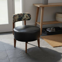Low Stool Firm-Density Foam Upholstered Short Stool Minimalist Design Wooden Leg Makeup Bench for Living Room