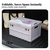 Car Trunk Organizer Box Space Saving Stackable Car Trunk Organizer Versatile Foldable Storage Box with Lid for Campers, Homeowners, Travel, Garage