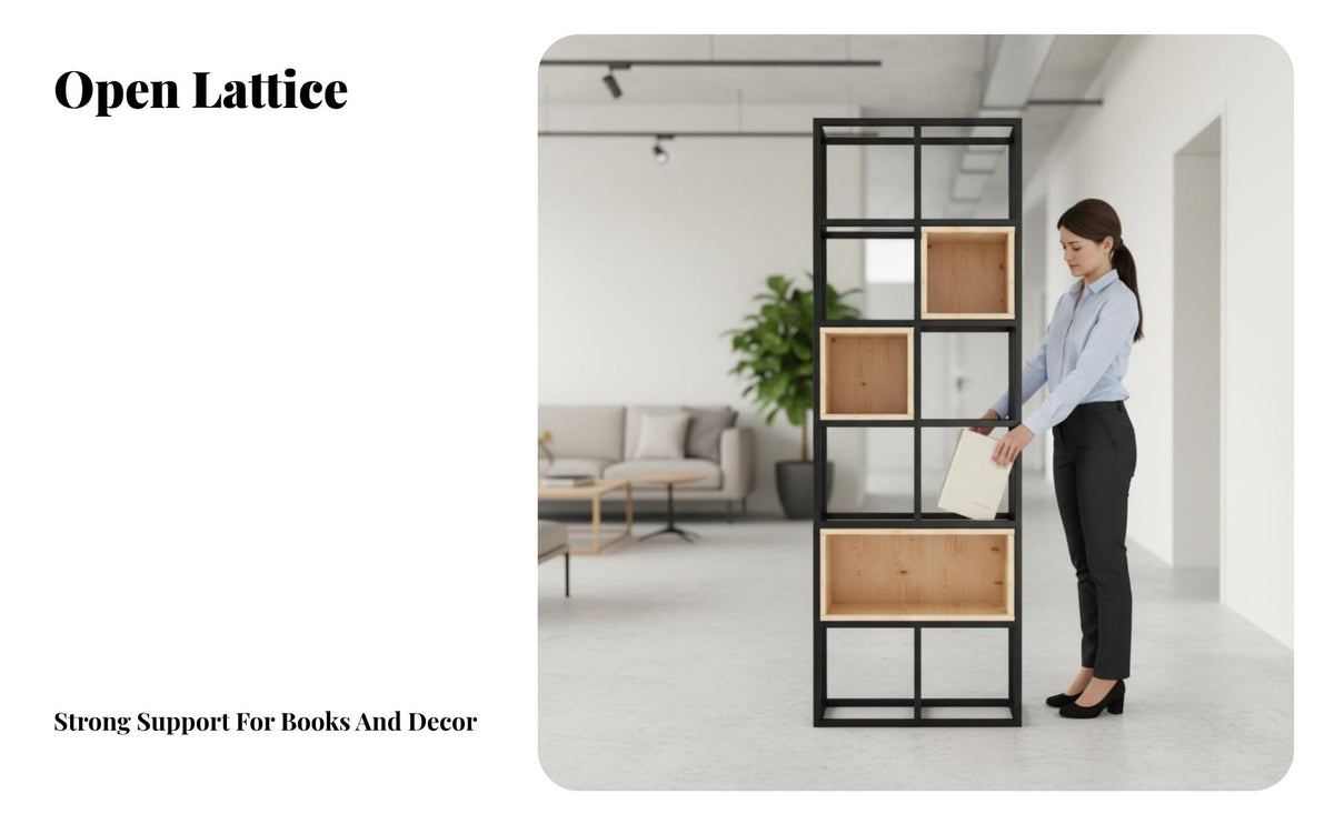 Urban design Freestanding lattice Shelf Multi-Functional Freestanding Slatted Shelving Rack Open Display Shelves Partition Screen Space-Saving for Small Business Owners, Interior Designers, Entrance Hall, Entryway, Restaurant, Studio Apartment