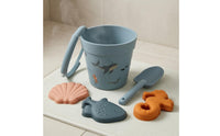 Rounded Shapes Beach Toy Pail Set Curved Handle Silicone Beach Set Printed Patterns Silicone Sand Toys Soft and Flexible for Water Play