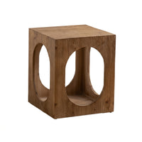 Side Table with Cutouts Rustic Wooden Block Table Solid Wood Furniture for Living Rooms, Bedroom, Apartments