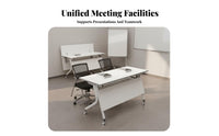 Folding Training Table Foldable Top Training Table Space-Saving Mobile Fold-over Desk for Educators, Event Planners, Classroom, Meeting Room
