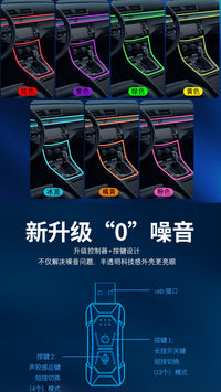 车内冷光线七彩led车载声控汽车氛围灯免接线无线改装饰气氛灯条 app+按键控制+声控/ 一拖二（中控+挂挡）七彩多模式