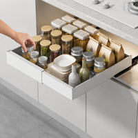 Sturdy Duty Under Sink Organiser, No Drill Pull Out Drawers for Cabinets, 2 Pack Expandable 32-52cm Triple Rail Sliding Drawer, Matte Carbon Steel