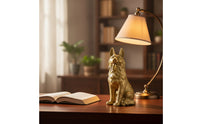 Brass Canine Figurine Lustrous Brass Wolf Figurine Realistic Miniature Animal Display Piece for Collectors, Art Lovers, Desk