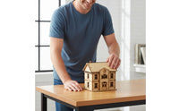 1/72 Scale European Design Building Model Handmade Gift Two-Story Headquarters Building Model Decorative Item DIY Wooden House set for Diorama