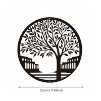 Black Metal Tree Wall Hanging Art Hollow out Design Tree of Growth Metal Wall Decor Easy to Hang House Decoration for Living Room, Garden, Bedroom