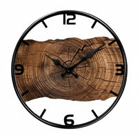 Non-Ticking 12-Inch Wall Clock Quartz Movement Wood Grain Clock Battery Operated Easy to Hang for Living Room, Bedroom, Kitchen, Office