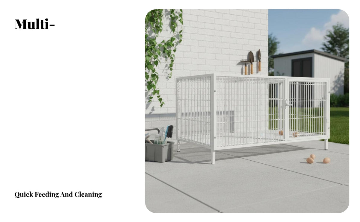 Easy to Clean Heavy-Duty Bar Enclosure Large Space Dog Kennel Rust-Resistant Pet Crate Secure Lock for Chicken Keepers, Breeders, Rabbit Owners, Kennels, Outdoor, Backyard, Balcony