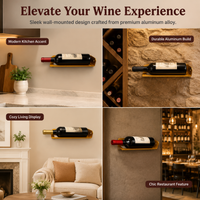 Wall Mounted Wine Rack, Aluminum Alloy Wine Bottle Holder with Individual Slots, Modern Design for Dining Room, Kitchen Storage
