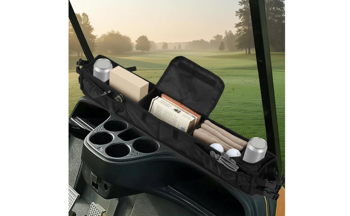 Links Cart Front Storage Basket No Drill Installation Links Cart Vehicle Accessory Multi-Compartment Large Capacity