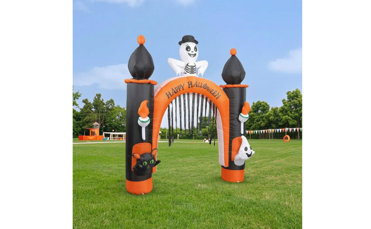 Inflatable Archway with Skeleton Outdoor Halloween Archway Giant Arch Decoration for Party Hosts, Yard