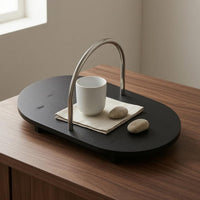 Black Oval Serving Tray Minimalist Serving Item Stable Household Base Decor