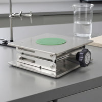 Stainless Steel Scissor Lift Platform Square Top Manual Lifting Platform Polished Finish Laboratory Lift Stand Green Pad for Scientists, Equipment Setup