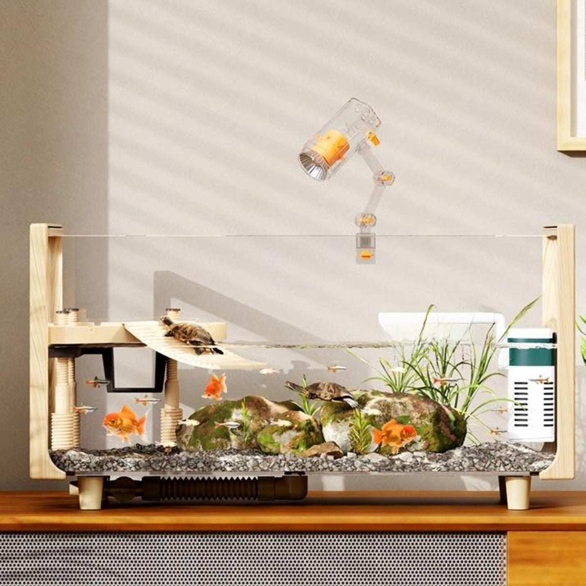 Glass Aquatic Terrarium for Turtles and Fish