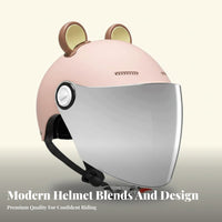 Motorcycle Half Helmet with Visor 3C Certified Fashion Riding Helmet Universal Fit Shielded Headwear for Couples, Women, Daily Commute
