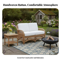 Weather-Resistant Woven Sofa Set Comfortable paddings Outdoor Furniture Modern design Patio Seating Easy Assembly for Business Owners, Hotel Managers, Balcony, Terrace, Garden, Backyard