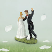 Wedding Cake Topper Resin Soccer Wedding Topper Hand-Painted Couple Statue for Couples