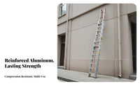3 Section Extension Ladder High Load Capacity Heavy Duty Fire Egress Ladder Non-Slip Feet Access Equipment for Maintenance Engineers, Factories