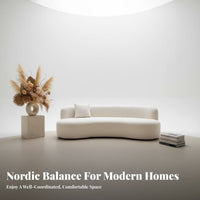 Curved Boucle Sofa Designer Inspired Curved Boucle Couch Modern aesthetic Living Room Furnishing for Interior Designers, Homeowners, perusing niche, Bedroom