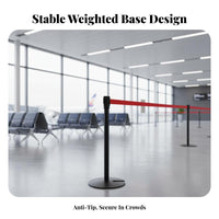 Weighted Base Retractable Belt Stanchion Long-Lasting Construction Queue Line Barrier Post Easy Assembly Crowd Control Barrier Post for Event Organizers, Security Personnel, Business Owners, Airports, Hotels, Retail Shop S, Events