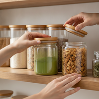 Bamboo Lid for Glass Storage Jars - Round, Airtight Seal, Dustproof