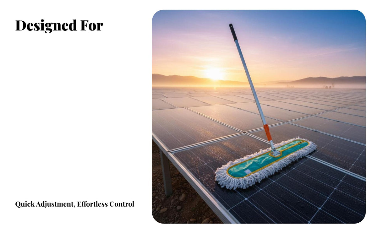Photovoltaic Panel Cleaning Mop Adjustable Angle Head Photovoltaic Panel Washing Tool Lightweight Design Telescopic Washing Brush for Homeowners